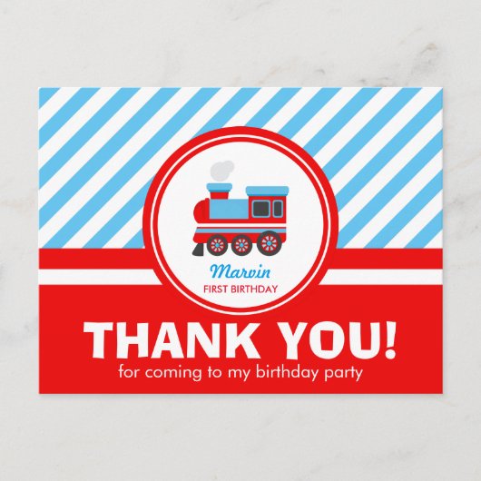 Cartes de Remerciements du train Choo Choo (Devant)