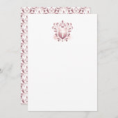 Cartes de Remerciements Dusty Pink Crest & Cross (Devant / Derrière)