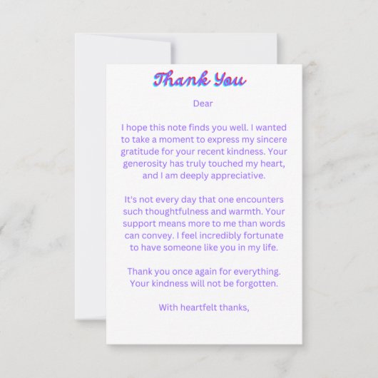 Cartes de remerciements élégantes (Devant)