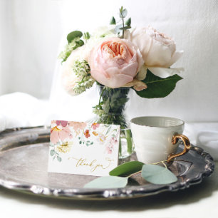 Cartes de remerciements Fleur sauvage rose et roug