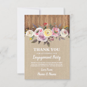 Cartes de remerciements Fleurs d'aquarelle en bois