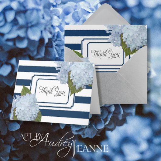 Cartes de Remerciements Fleurs d'Hydrangea Bleu Ra
