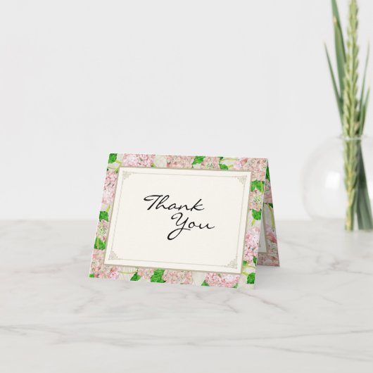 Cartes de Remerciements Hydrangea Rose Fleurs de D (Devant)