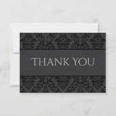 Cartes de Remerciements Mariage damassé Black & Gr (Dos)
