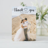 Cartes de Remerciements Mariage de Script de Coeur (Debout devant)