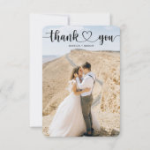 Cartes de Remerciements Mariage de Script de Coeur (Devant)
