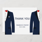 Cartes De Remerciements Mariage Gay Bleu Et Blanc (Devant / Derrière)