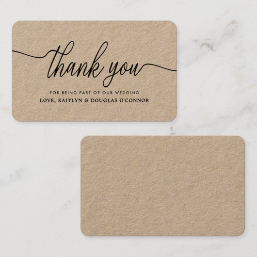 Cartes de Remerciements Mariage Simple Script (Devant / Derrière)