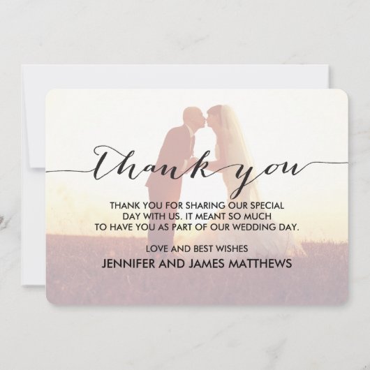Cartes de Remerciements Mariage Simple Script (Dos)