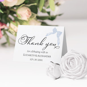 Cartes de remerciements mariages Blue Bow Callig