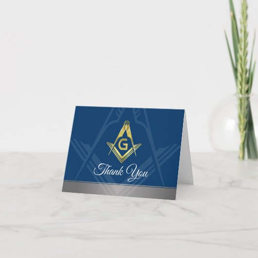 Cartes de Remerciements Masonic | Marine Blue Gold (Devant)