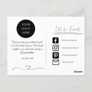 Cartes de remerciements modernes pour les petites 