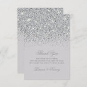 Cartes de Remerciements Parties scintillant Argent (Devant / Derrière)