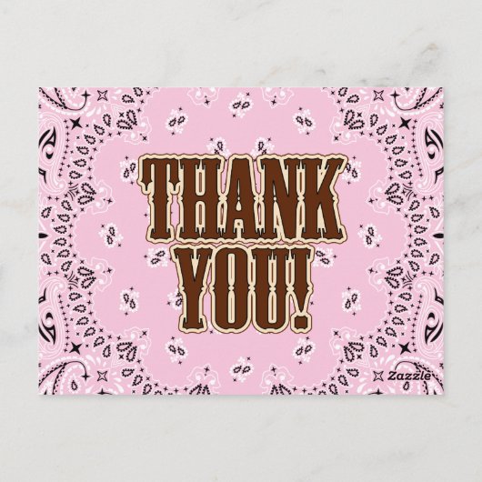 Cartes de Remerciements Pink Western (Dos)