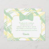 Cartes de Remerciements pour le Baby shower vert (Devant / Derrière)