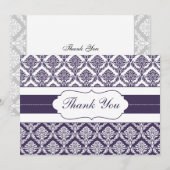 Cartes de Remerciements pourpres damas (Devant / Derrière)
