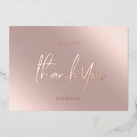 Cartes de Remerciements Real Foil Rosegold Pink (Recto)
