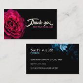 Cartes de remerciements Roses (Devant / Derrière)