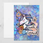 Cartes de remerciements Unicorn et Scrollwork (Devant / Derrière)