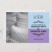 Cartes de Remise de Date Bleu & Lavande (Devant / Derrière)