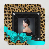 Cartes de remise des diplômes Turquoise et Léopard (Devant / Derrière)