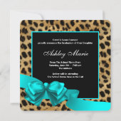 Cartes de remise des diplômes Turquoise et Léopard (Dos)