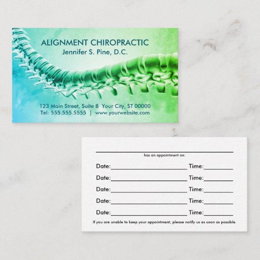 Cartes de rendez-vous Chiropratique 3D (Devant / Derrière)