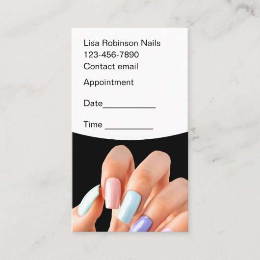 Cartes de rendez-vous client du technicien de clou (Devant)