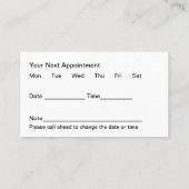 Cartes de rendez-vous coiffeur tendance coiffeuse (Dos)