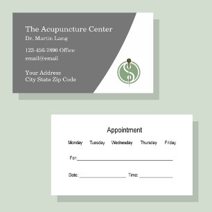 Cartes de rendez-vous d'acupuncture
