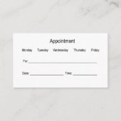 Cartes de rendez-vous d'acupuncture (Dos)