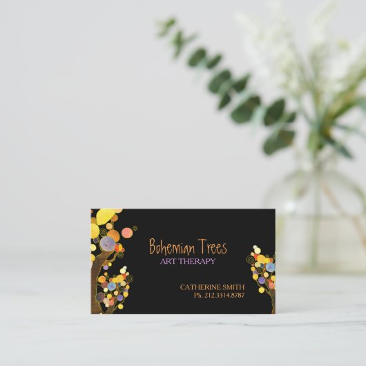 Cartes de rendez-vous d'affaires Whimsical Boho Tr (Debout devant)