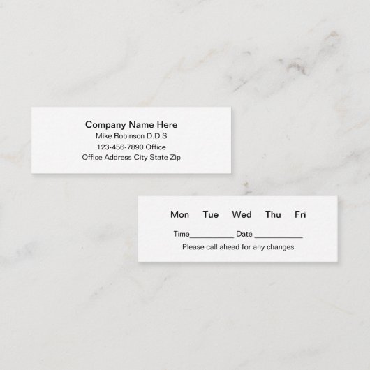 Cartes de rendez-vous de bureau de dentiste compac (Devant / Derrière)