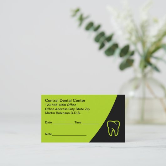 Cartes de rendez-vous de bureau pour dentistes mod (Debout devant)