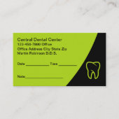 Cartes de rendez-vous de bureau pour dentistes mod (Devant)