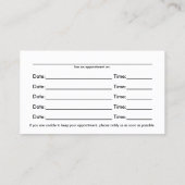 Cartes de rendez-vous de chiropractie de (Dos)