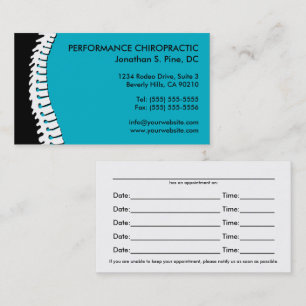 Cartes de rendez-vous de chiropractie de