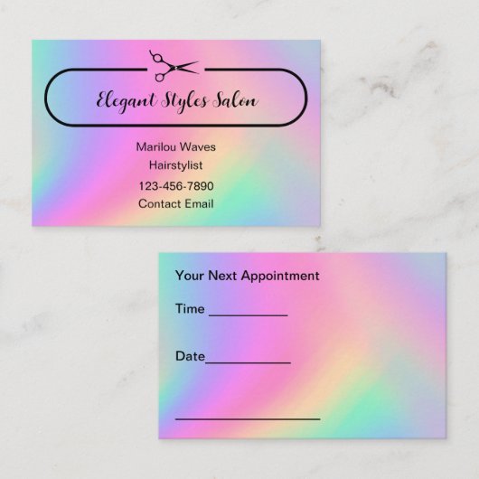 Cartes de rendez-vous de coiffeur à la mode (Devant / Derrière)