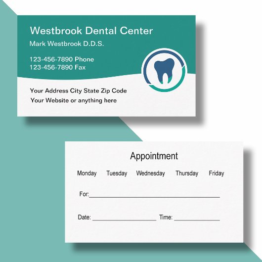 Cartes de rendez-vous de dentiste avec logo