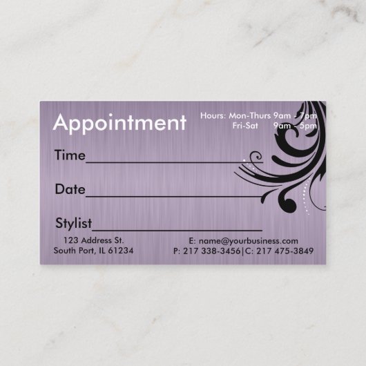 Cartes de rendez-vous de Madame coiffeur (Dos)