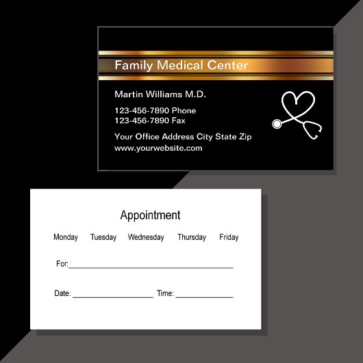 Cartes de rendez-vous de médecin chic