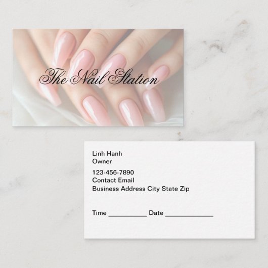 Cartes de rendez-vous de salon de manucure Classy (Devant / Derrière)