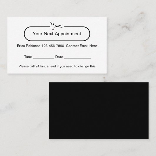 Cartes de rendez-vous de styling de cheveux Cool B (Devant / Derrière)