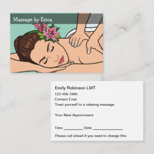 Cartes de rendez-vous de thérapie de massage tenda