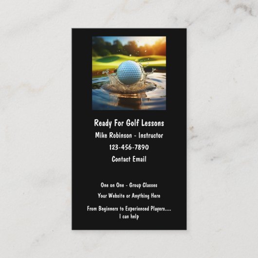 Cartes de rendez-vous des instructeurs de golf (Devant)