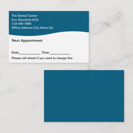 Cartes de rendez-vous des patients dentistes Rappe (Devant / Derrière)