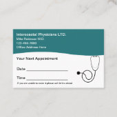 Cartes de rendez-vous des patients Médicale du cab (Devant)