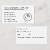 Cartes de rendez-vous des psychiatres en santé men (Devant / Derrière)