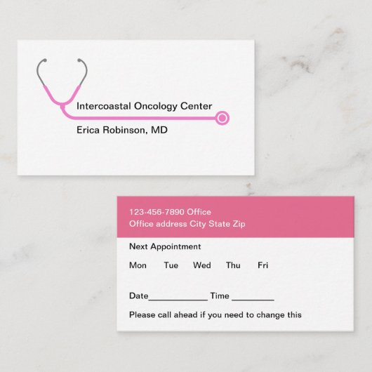 Cartes de rendez-vous d'onccologiste Médicale mode (Devant / Derrière)