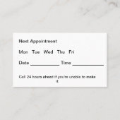 Cartes de rendez-vous du budget du bureau des dent (Dos)